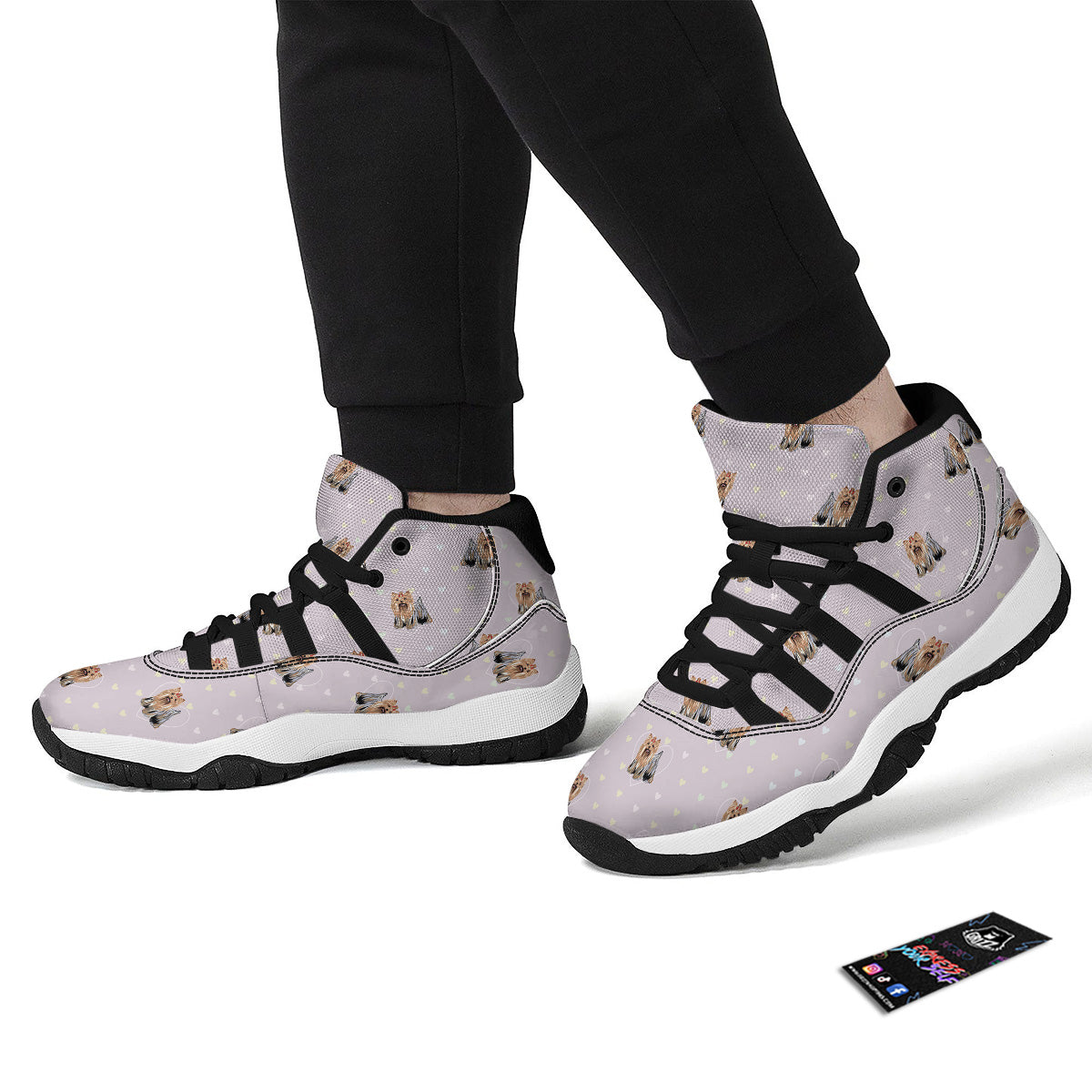 Yorkshire Terrier Dog Puppy Pattern Print Black Bball Shoes-grizzshop