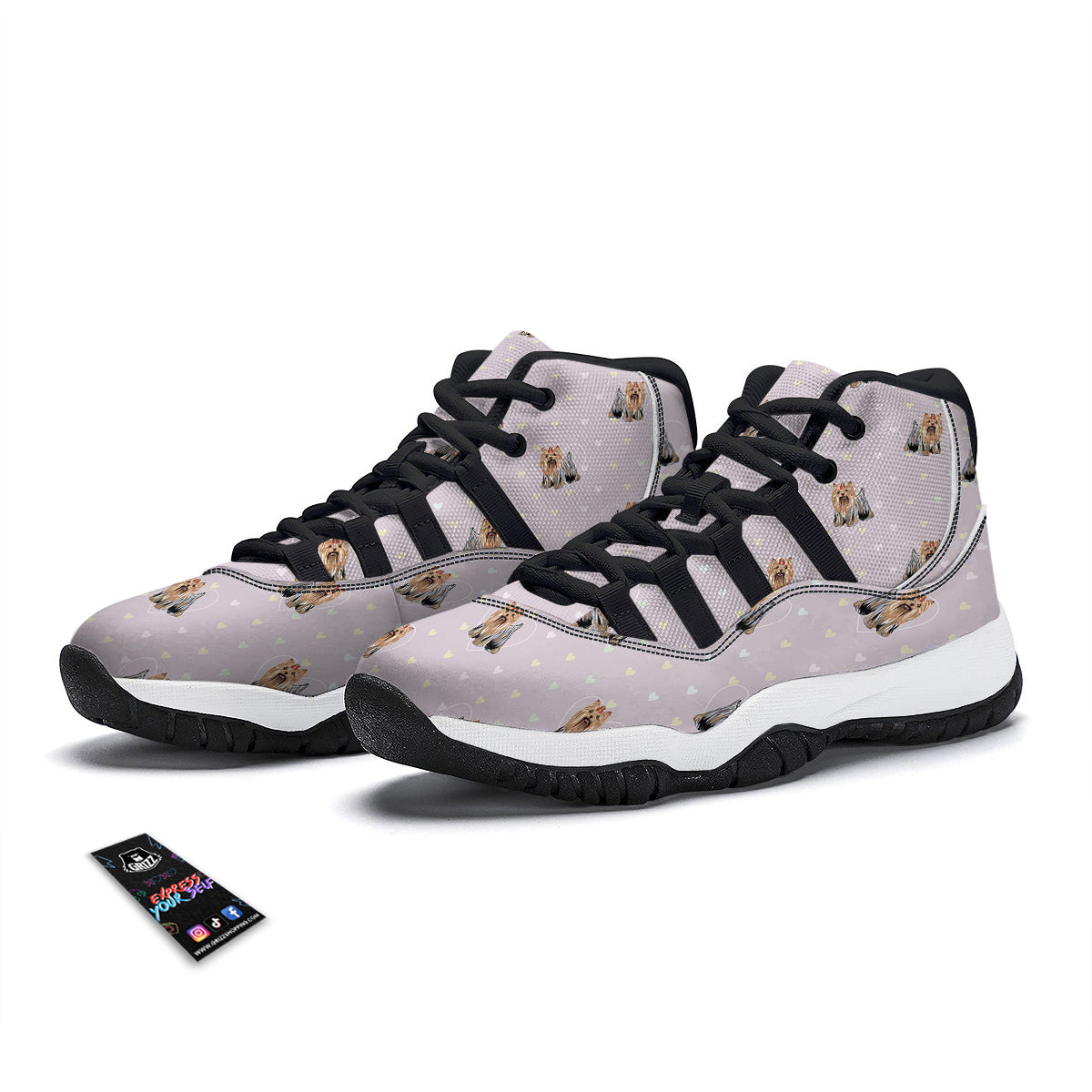 Yorkshire Terrier Dog Puppy Pattern Print Black Bball Shoes-grizzshop