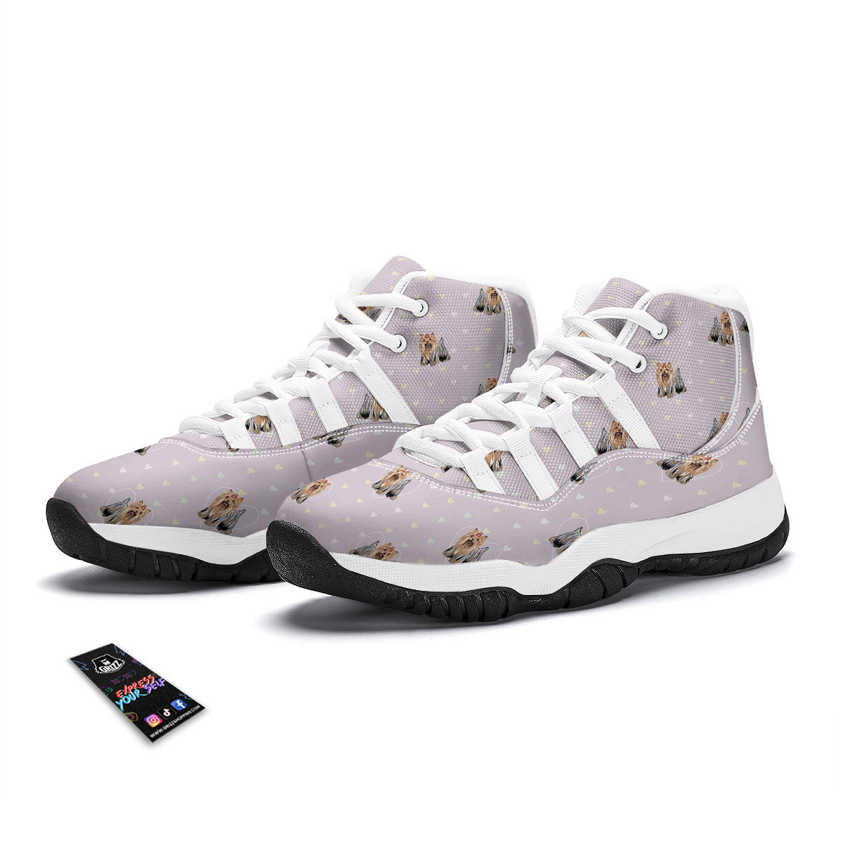 Yorkshire Terrier Dog Puppy Pattern Print White Bball Shoes-grizzshop