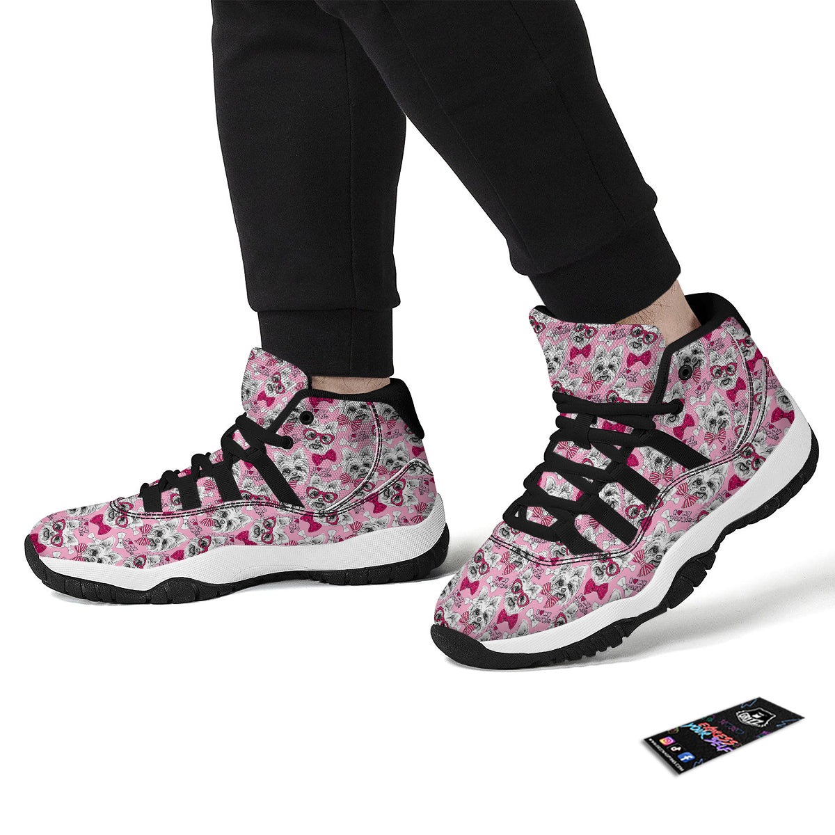 Yorkshire Terrier Dog Puppy Print Pattern Black Bball Shoes-grizzshop