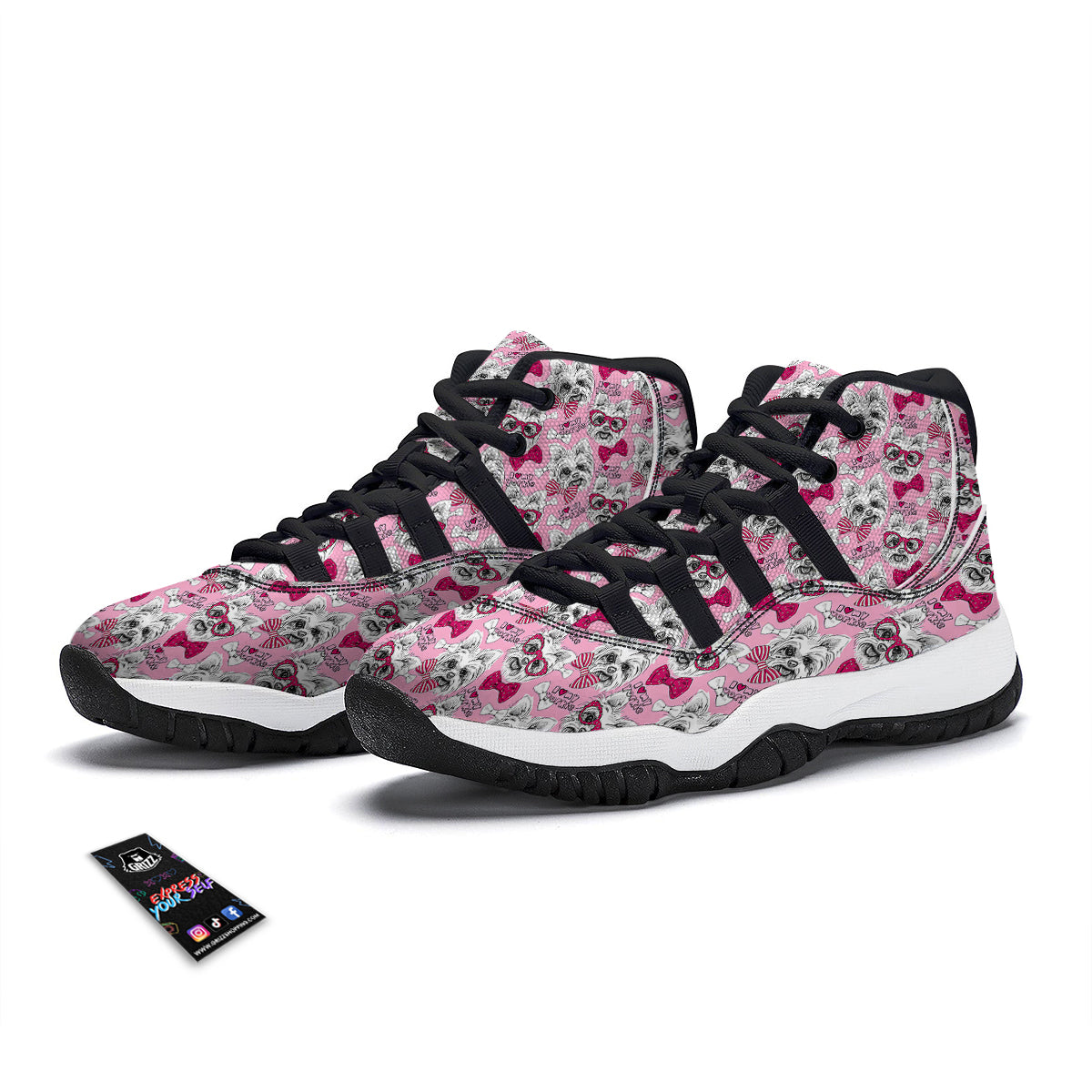 Yorkshire Terrier Dog Puppy Print Pattern Black Bball Shoes-grizzshop