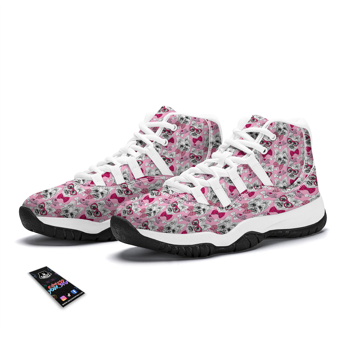 Yorkshire Terrier Dog Puppy Print Pattern White Bball Shoes-grizzshop