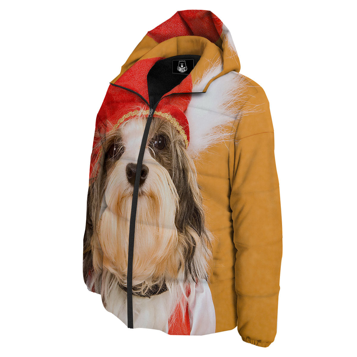 Yorkshire Terrier Red Cap Print Down Jacket-grizzshop