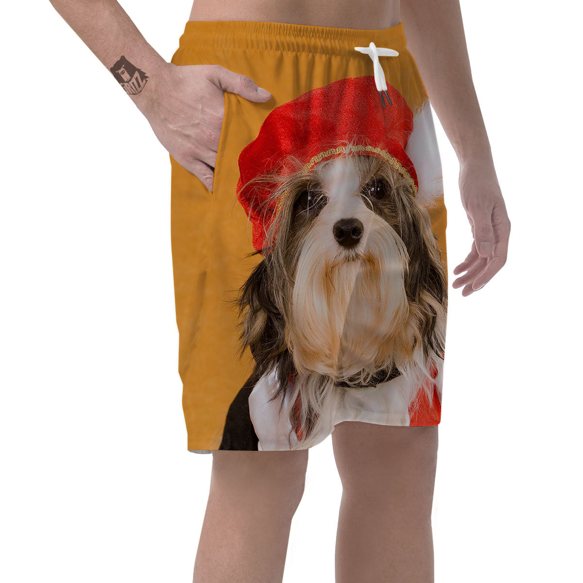 Yorkshire Terrier Red Cap Print Men's Shorts-grizzshop