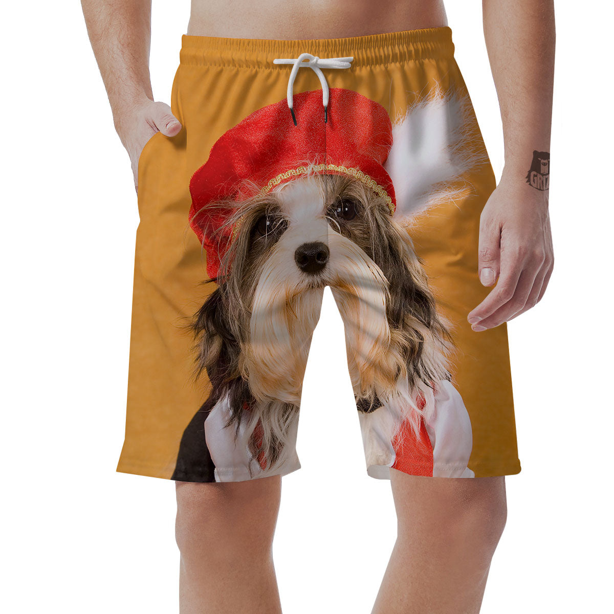 Yorkshire Terrier Red Cap Print Men's Shorts-grizzshop