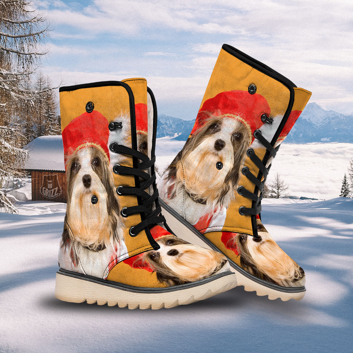 Yorkshire Terrier Red Cap Print Snow Boots-grizzshop