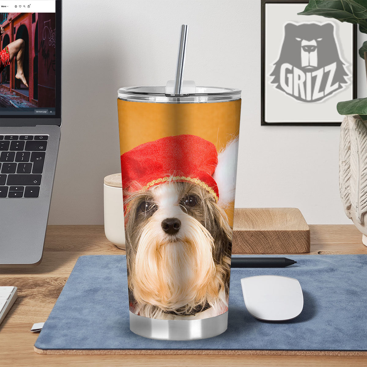 Yorkshire Terrier Red Cap Print Tumbler-grizzshop