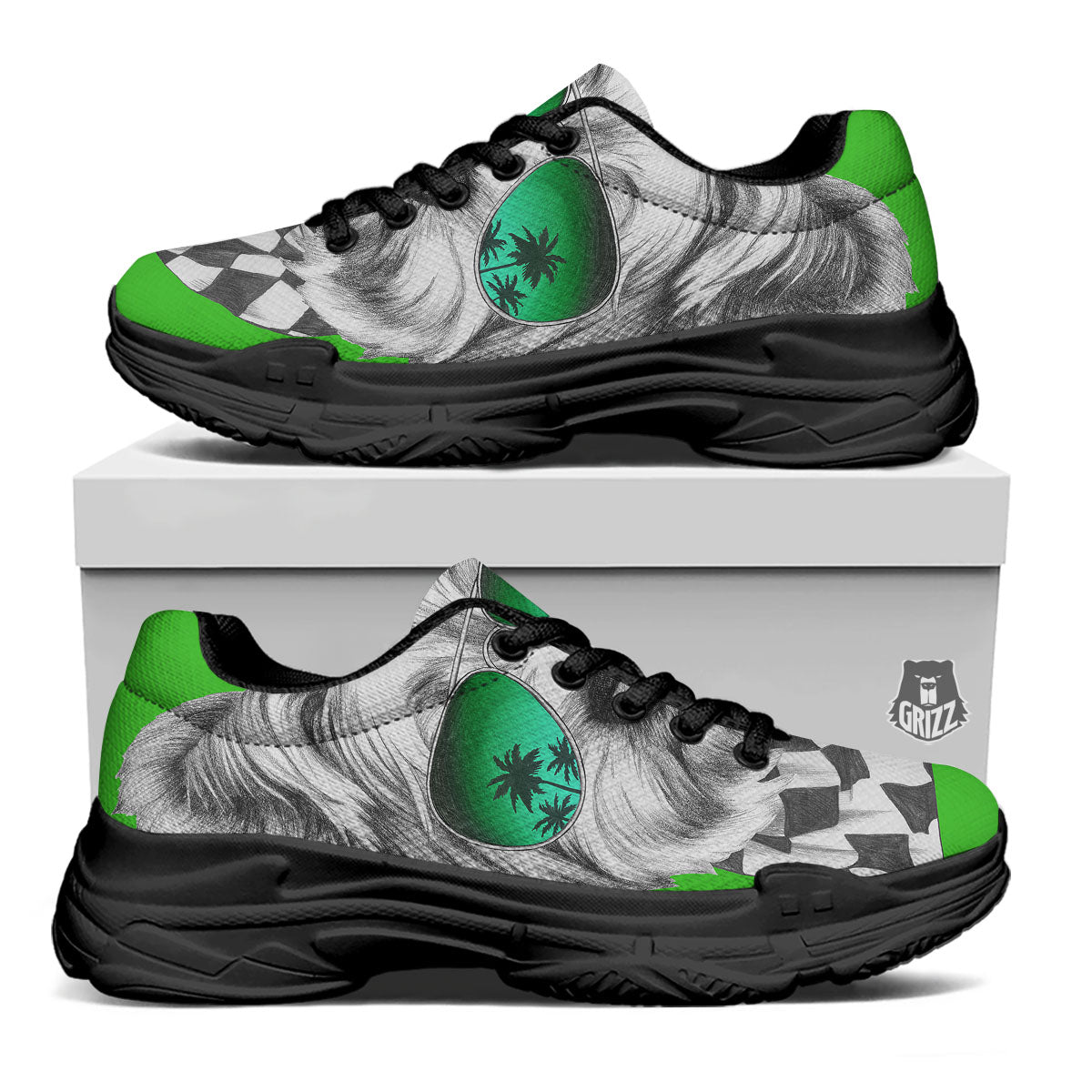 Yorkshire Terrier Sunglasses Print Black Chunky Shoes-grizzshop