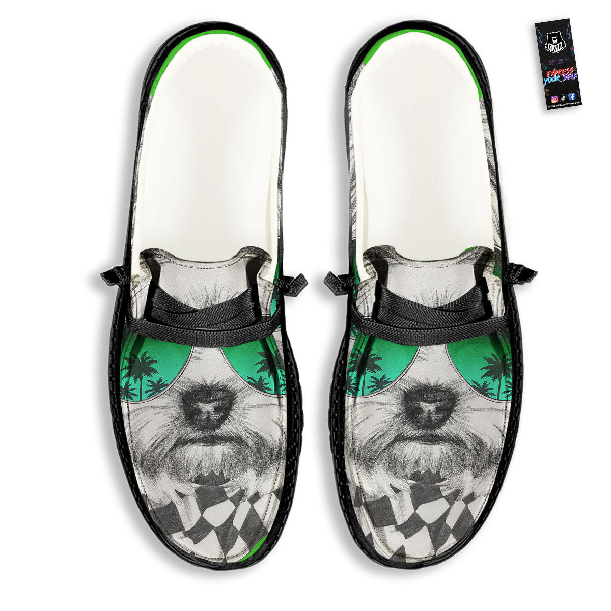 Yorkshire Terrier Sunglasses Print Black Loafers-grizzshop