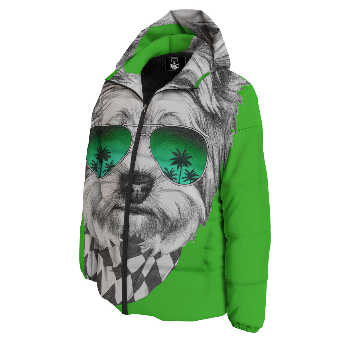 Yorkshire Terrier Sunglasses Print Down Jacket-grizzshop