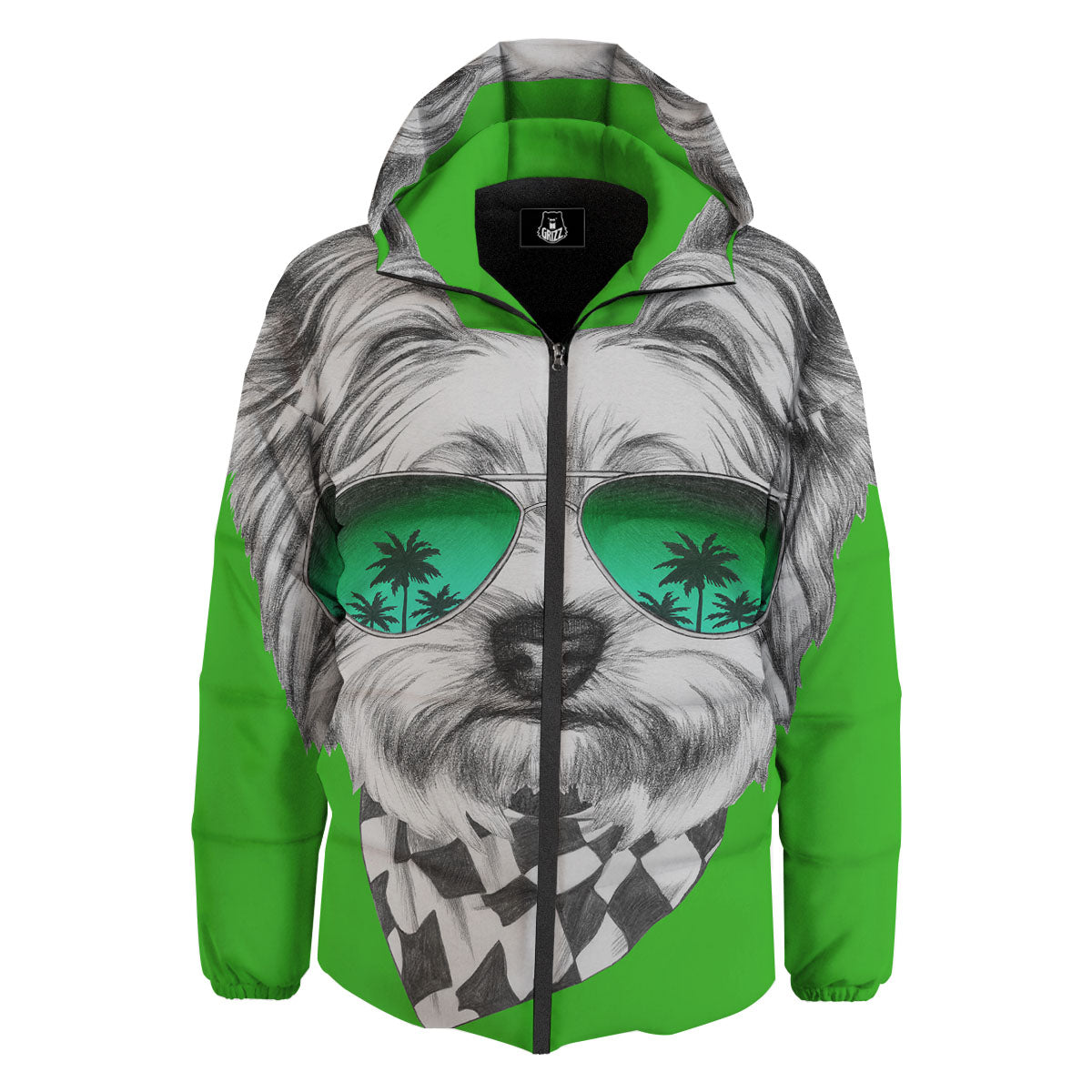 Yorkshire Terrier Sunglasses Print Down Jacket-grizzshop