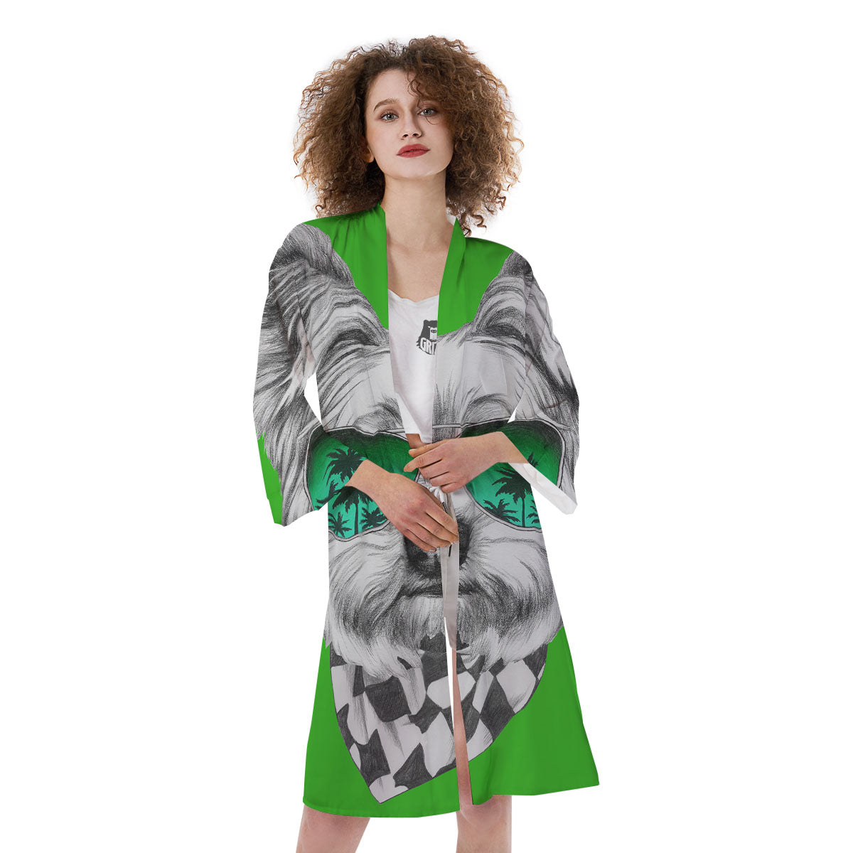 Yorkshire Terrier Sunglasses Print Kimono-grizzshop