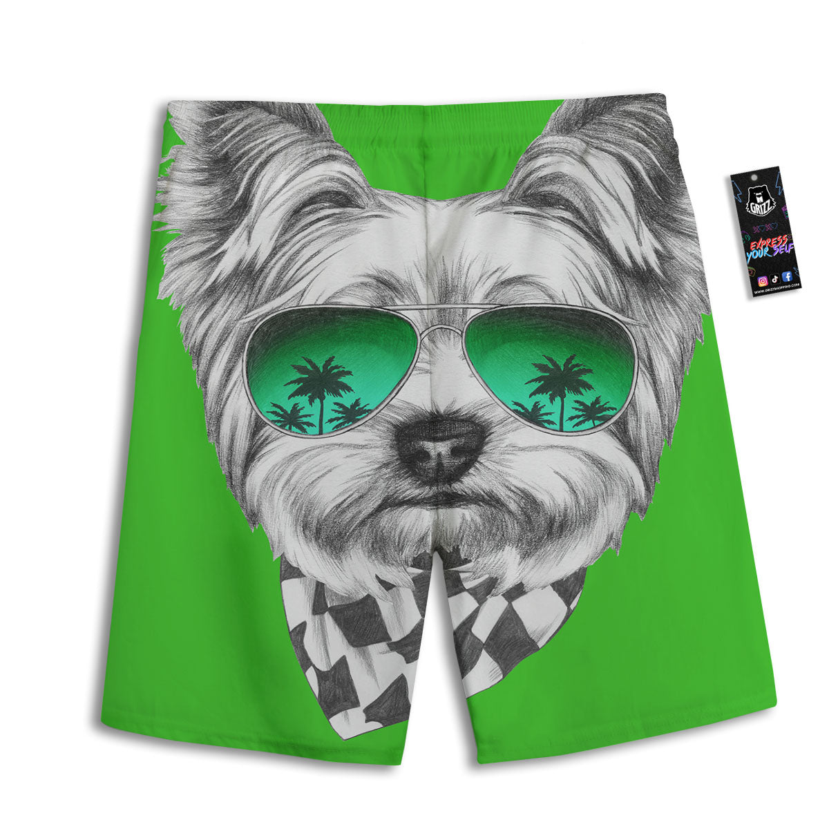 Yorkshire Terrier Sunglasses Print Men's Athletic Shorts