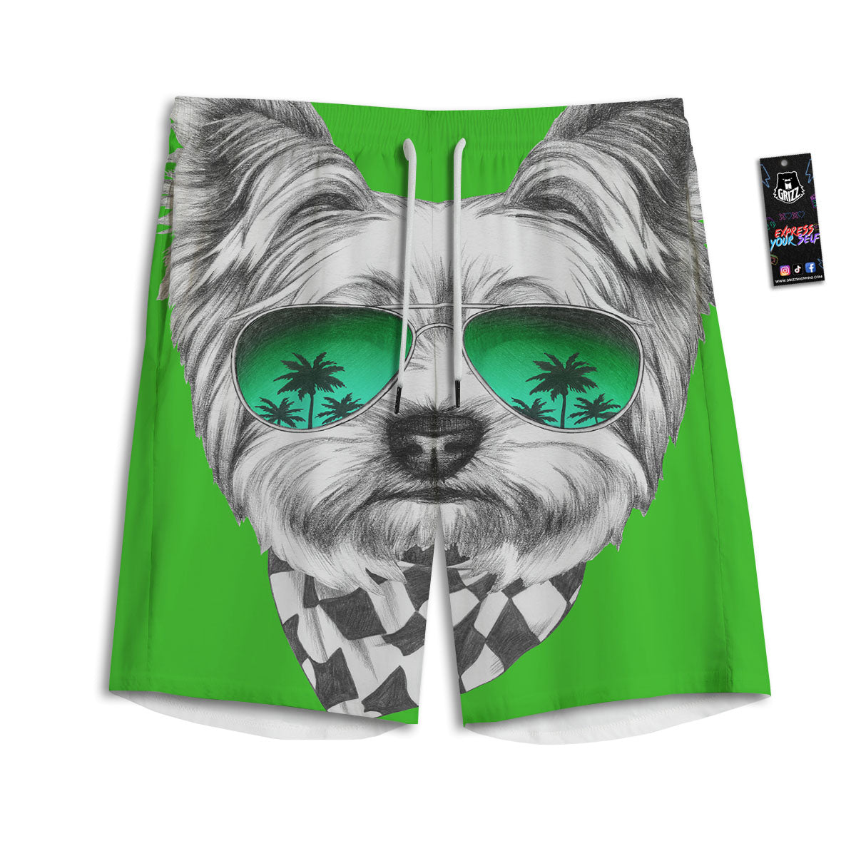 Yorkshire Terrier Sunglasses Print Men's Athletic Shorts