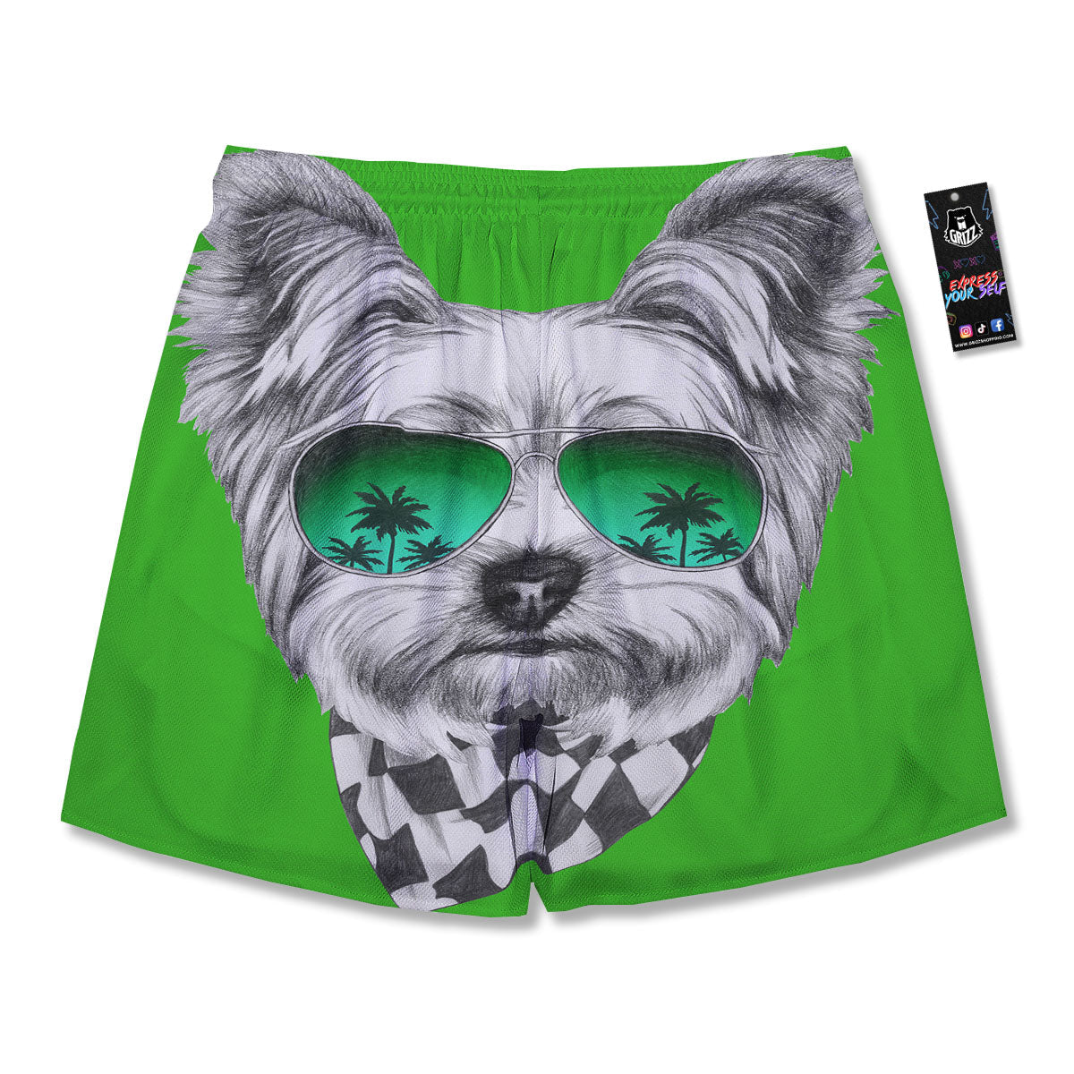 Yorkshire Terrier Sunglasses Print Men's Running Shorts-grizzshop