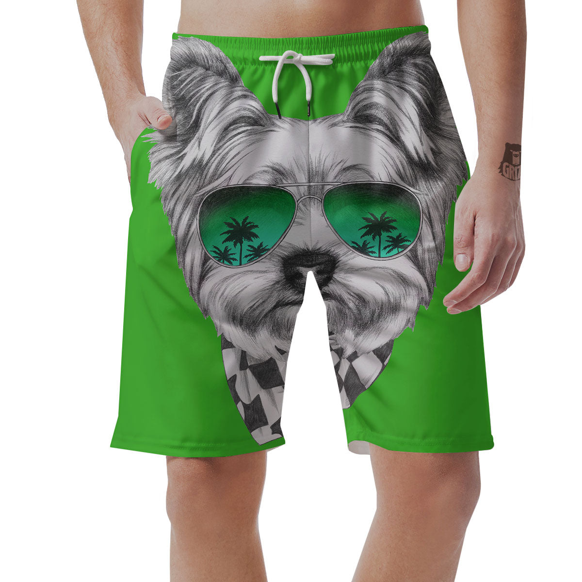 Yorkshire Terrier Sunglasses Print Men's Shorts-grizzshop