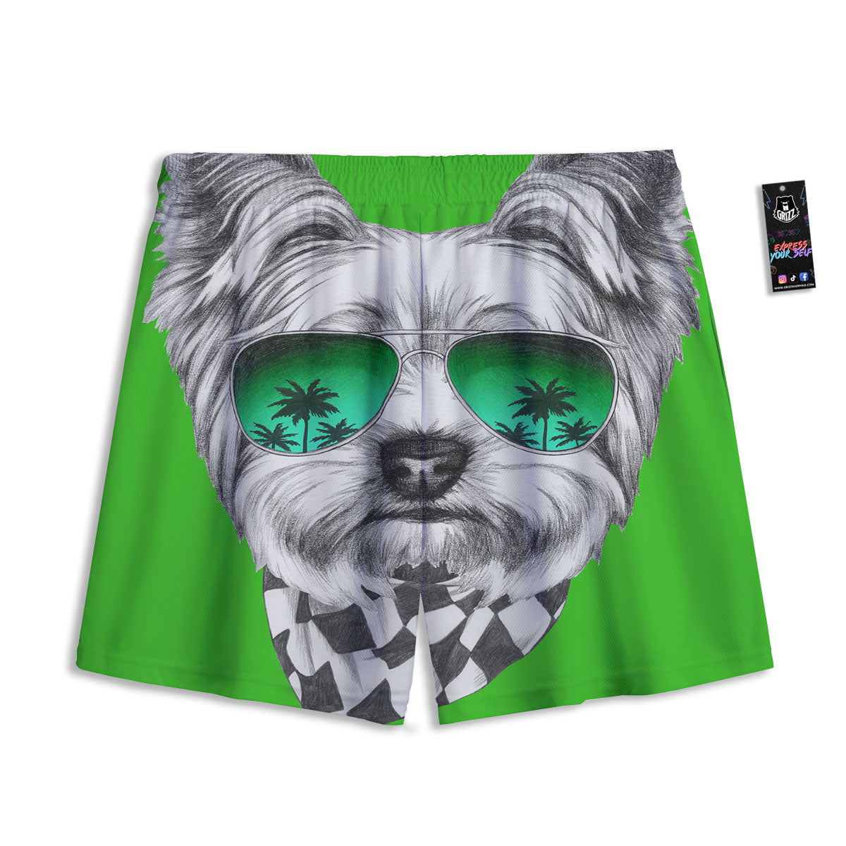 Yorkshire Terrier Sunglasses Print Mesh Shorts