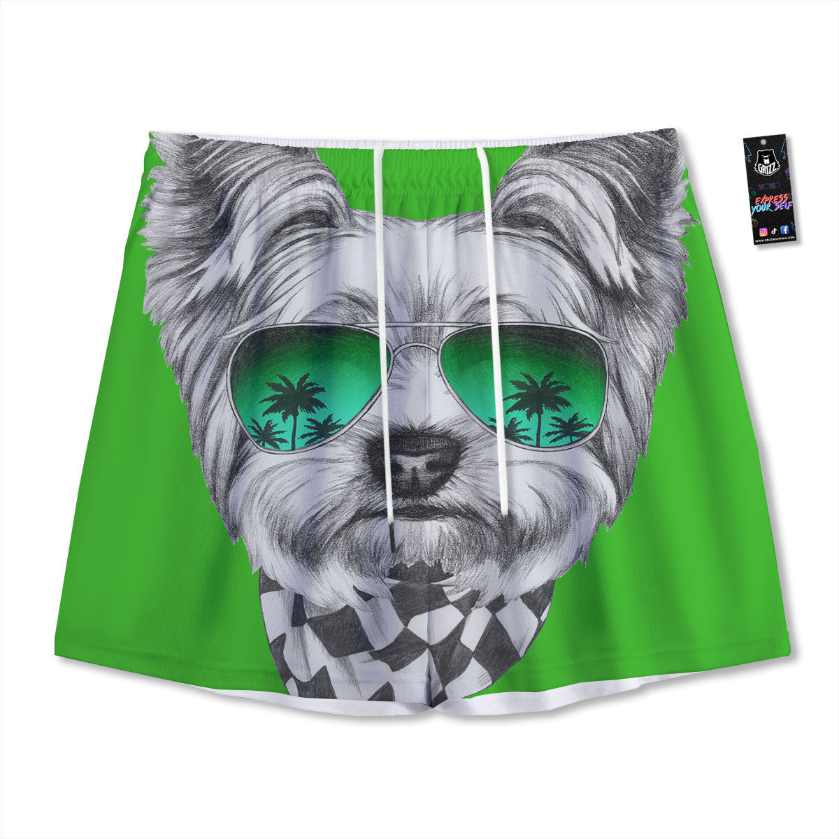 Yorkshire Terrier Sunglasses Print Mesh Shorts