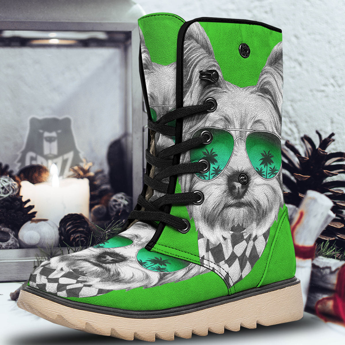 Yorkshire Terrier Sunglasses Print Snow Boots-grizzshop
