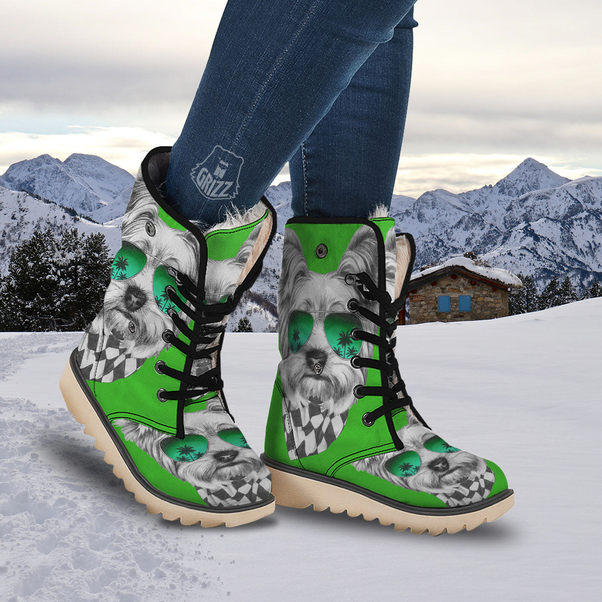 Yorkshire Terrier Sunglasses Print Snow Boots-grizzshop
