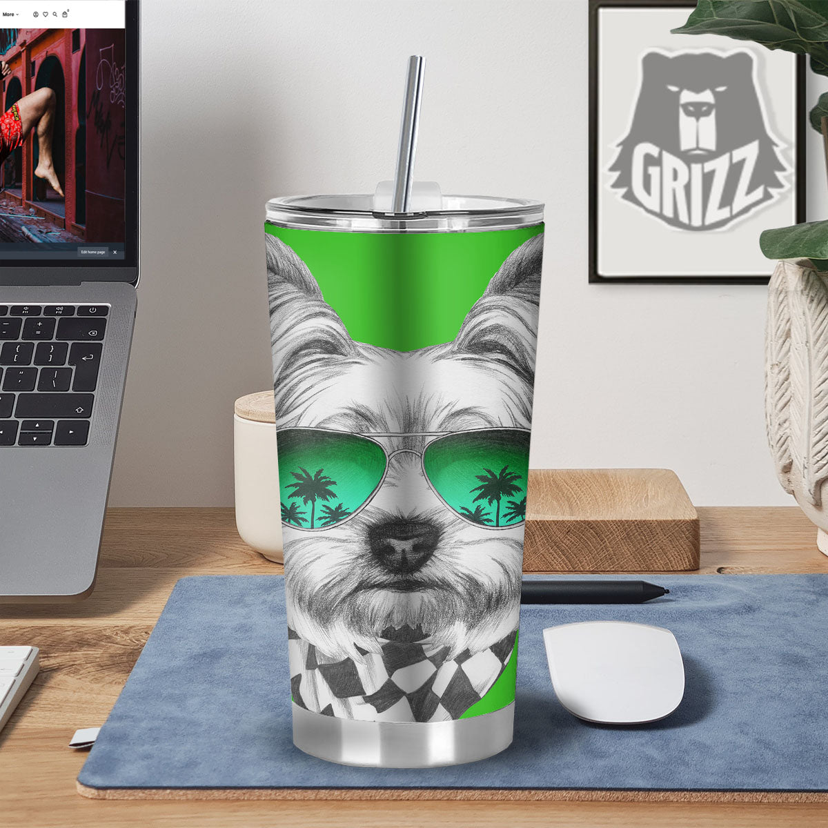 Yorkshire Terrier Sunglasses Print Tumbler-grizzshop