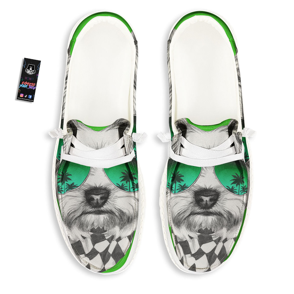 Yorkshire Terrier Sunglasses Print White Loafers-grizzshop
