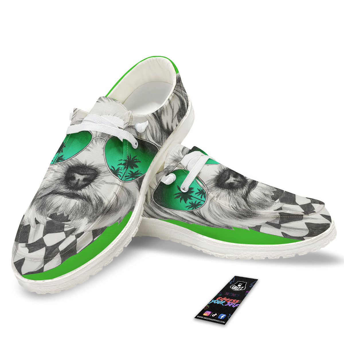 Yorkshire Terrier Sunglasses Print White Loafers-grizzshop
