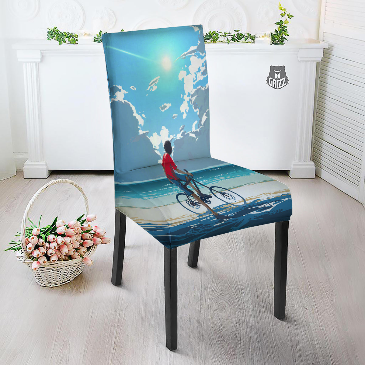 Young Man Looking At The Meteor Print Dining Chair Slipcover-grizzshop
