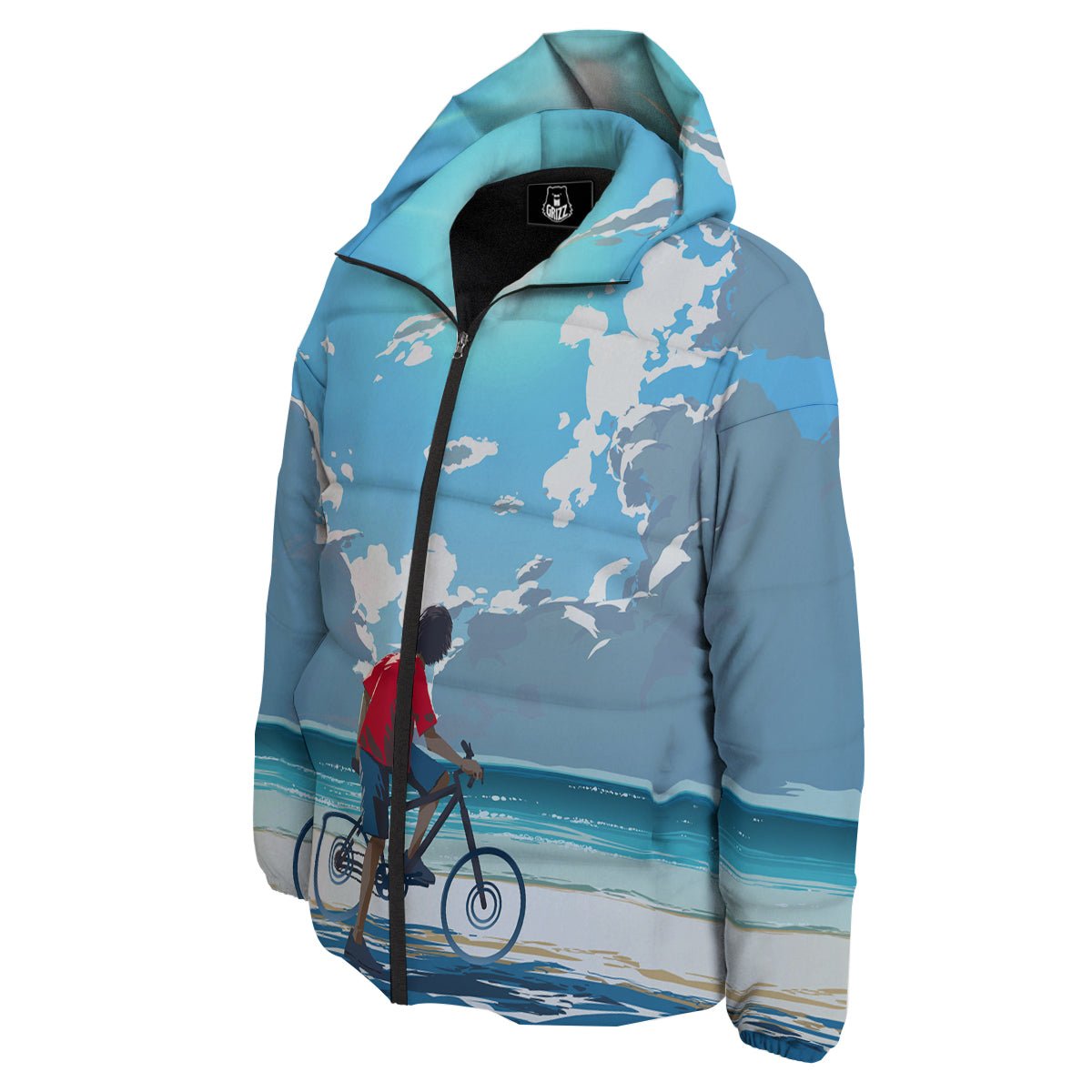 Young Man Looking At The Meteor Print Down Jacket-grizzshop