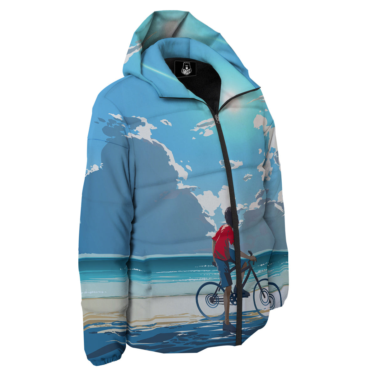 Young Man Looking At The Meteor Print Down Jacket-grizzshop