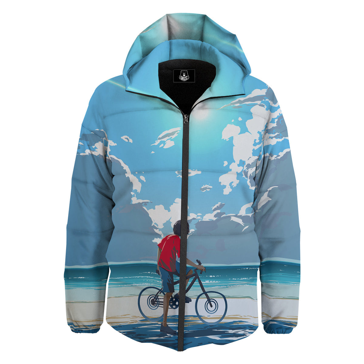 Young Man Looking At The Meteor Print Down Jacket-grizzshop