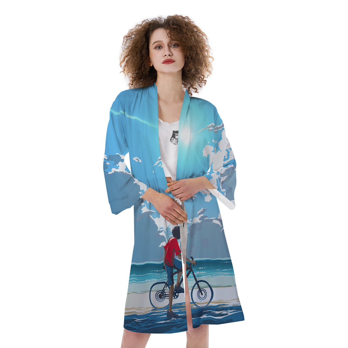 Young Man Looking At The Meteor Print Kimono-grizzshop