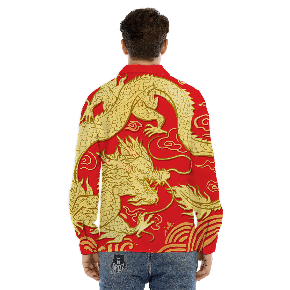 Young Man Looking At The Meteor Print Men's Dress Shirts-grizzshop