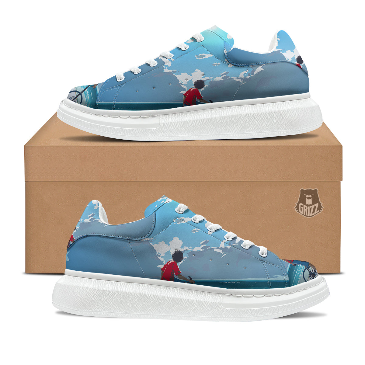 Young Man Looking At The Meteor Print Platform Shoes-grizzshop