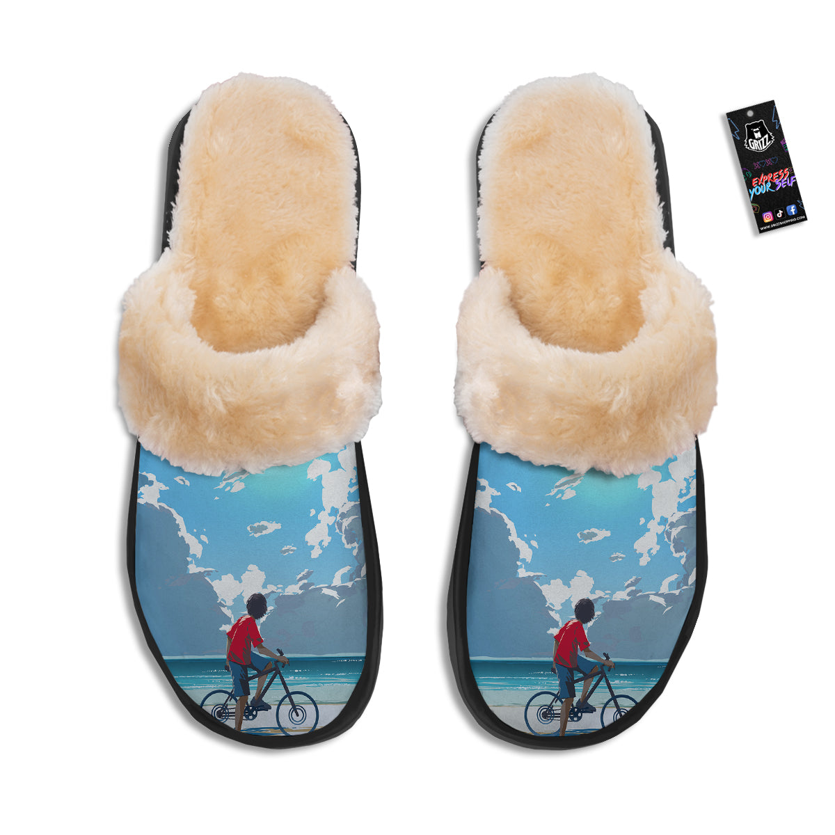 Young Man Looking At The Meteor Print Slippers-grizzshop