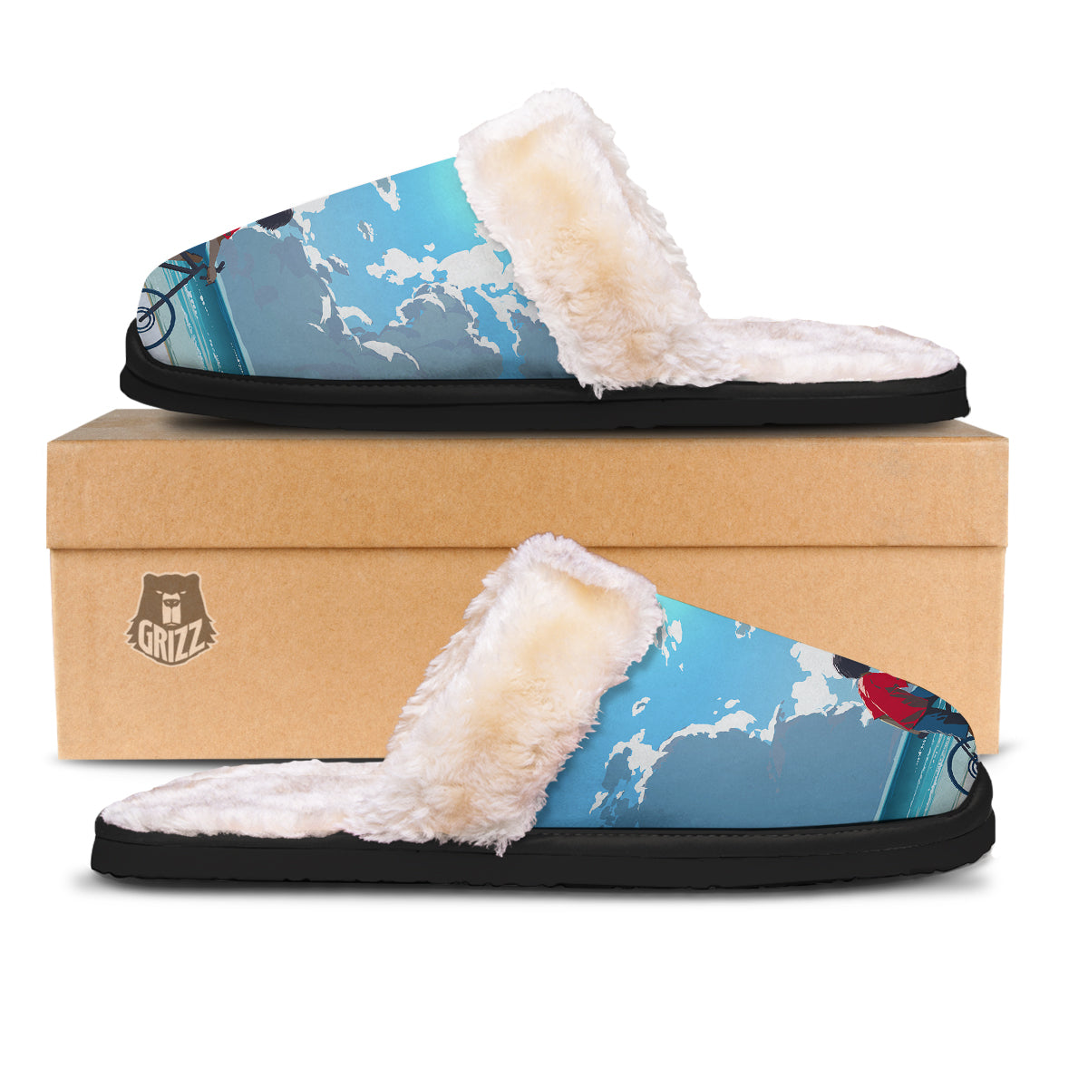 Young Man Looking At The Meteor Print Slippers-grizzshop