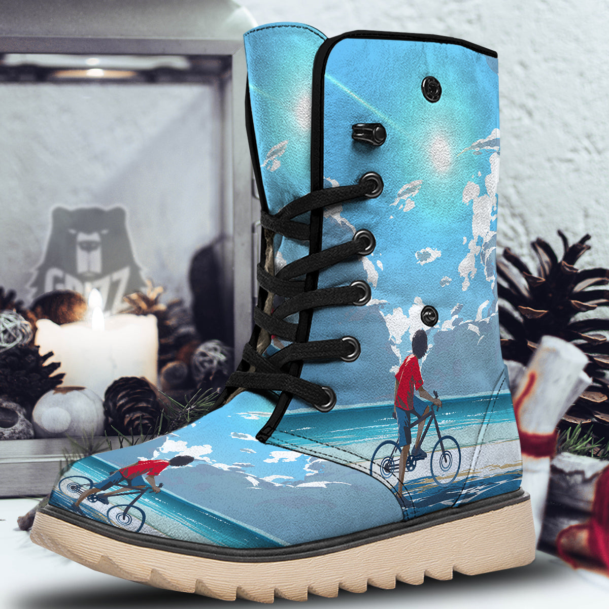 Young Man Looking At The Meteor Print Snow Boots-grizzshop
