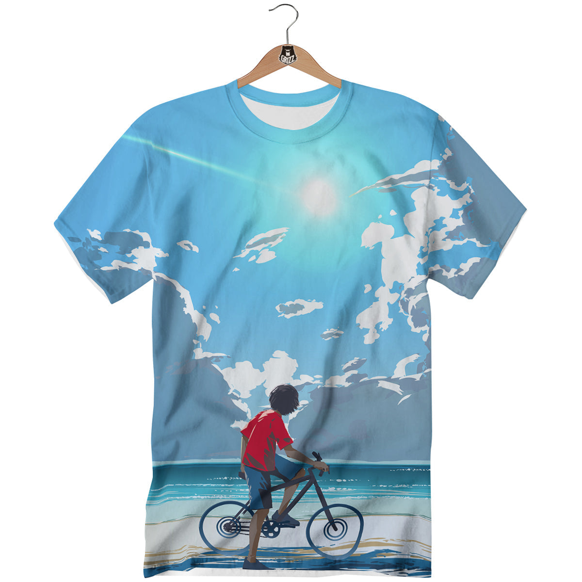 Young Man Looking At The Meteor Print T-Shirt-grizzshop