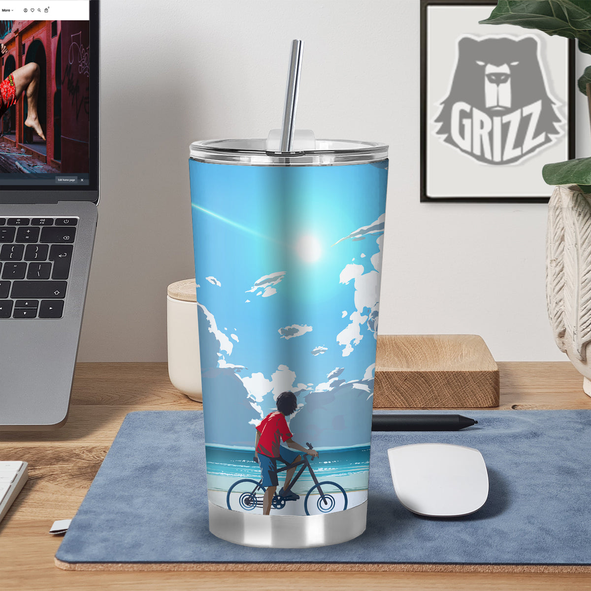 Young Man Looking At The Meteor Print Tumbler-grizzshop