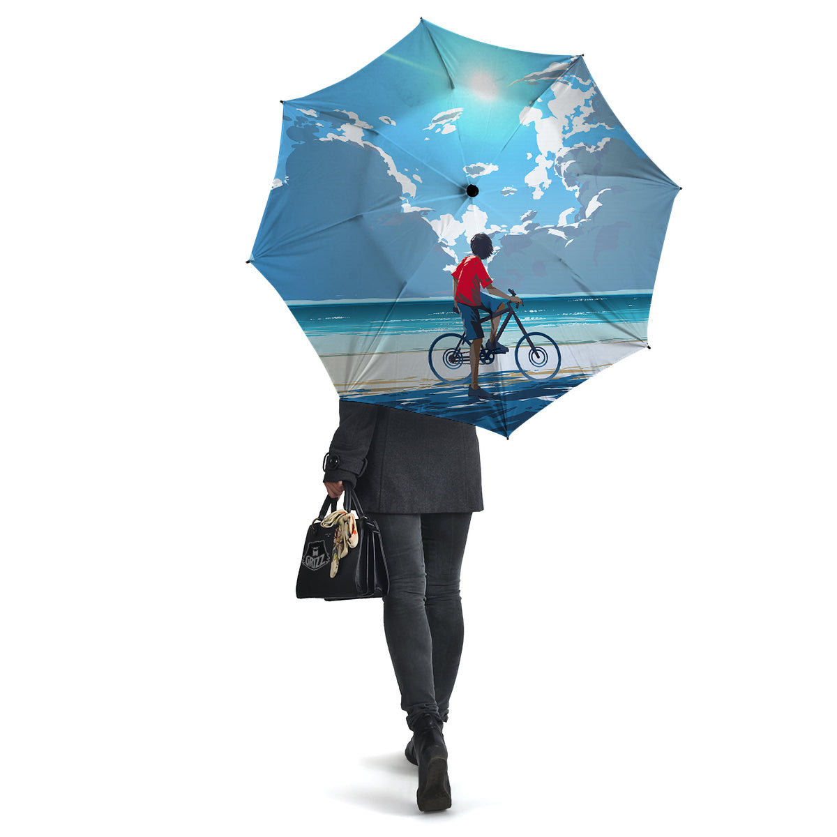 Young Man Looking At The Meteor Print Umbrella-grizzshop