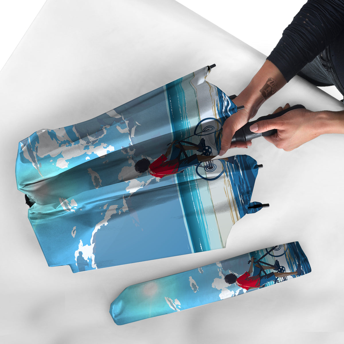 Young Man Looking At The Meteor Print Umbrella-grizzshop