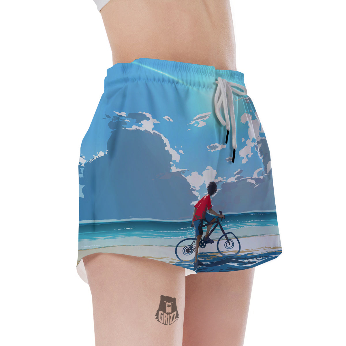 Young Man Looking At The Meteor Print Women's Shorts-grizzshop