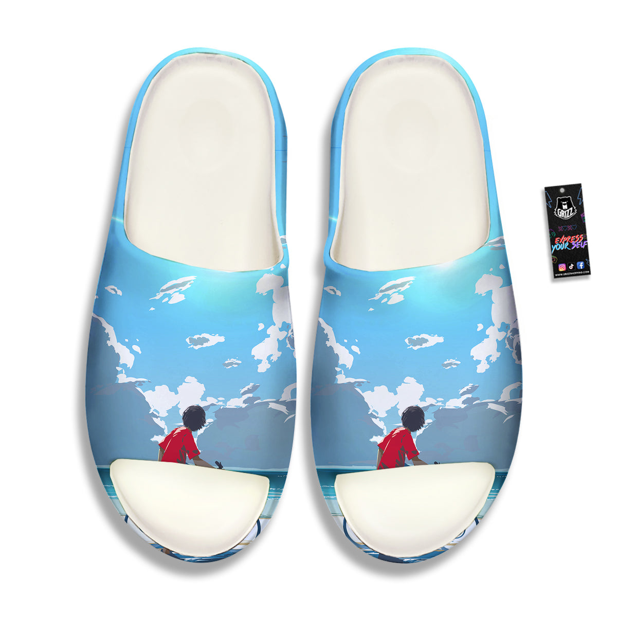 Young Man Looking At The Meteor Print Sandals-grizzshop
