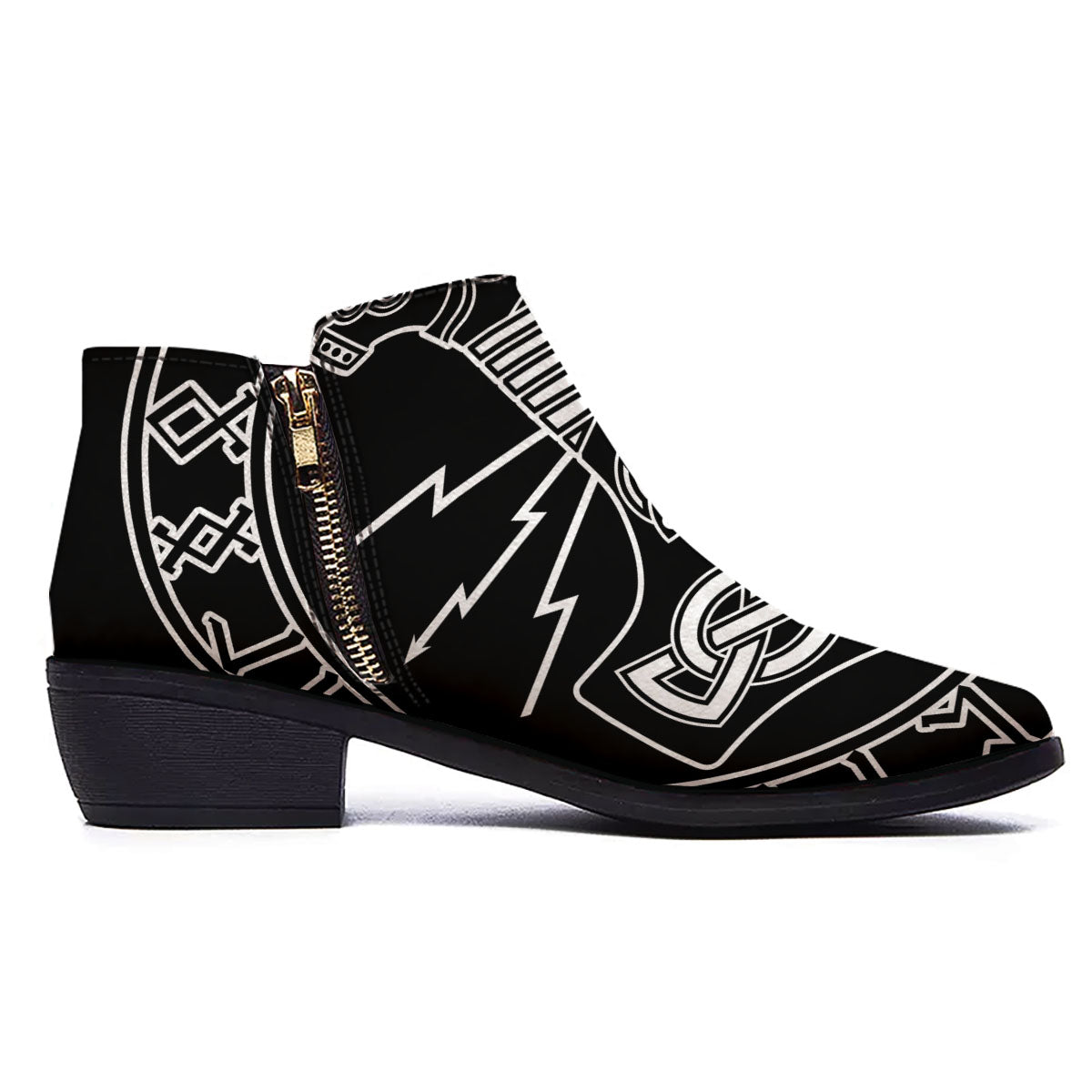 Younger Futhark And Mjolnir Print Ankle Boots-grizzshop