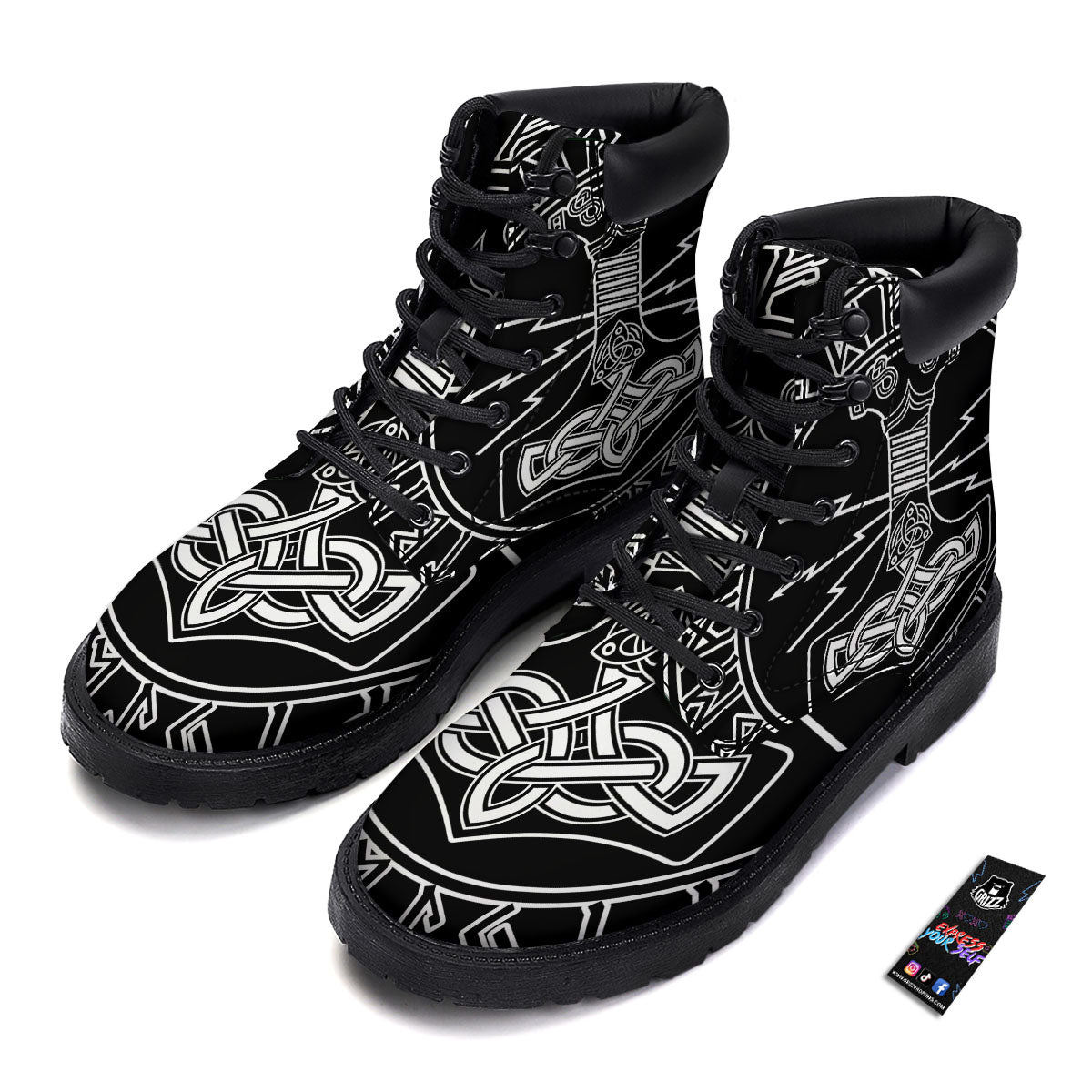 Younger Futhark And Mjolnir Print Boots-grizzshop