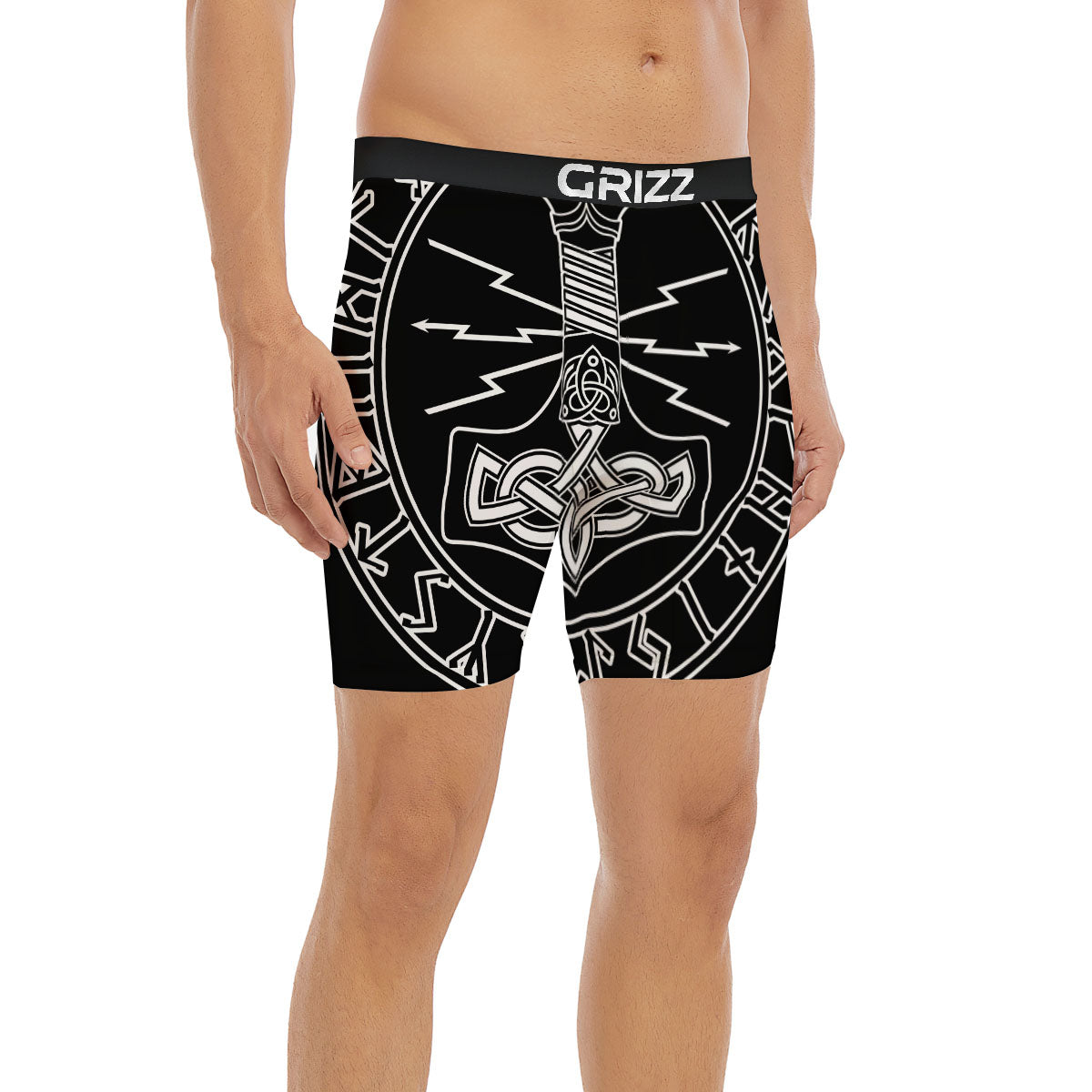 Younger Futhark And Mjolnir Print Boxer Briefs-grizzshop