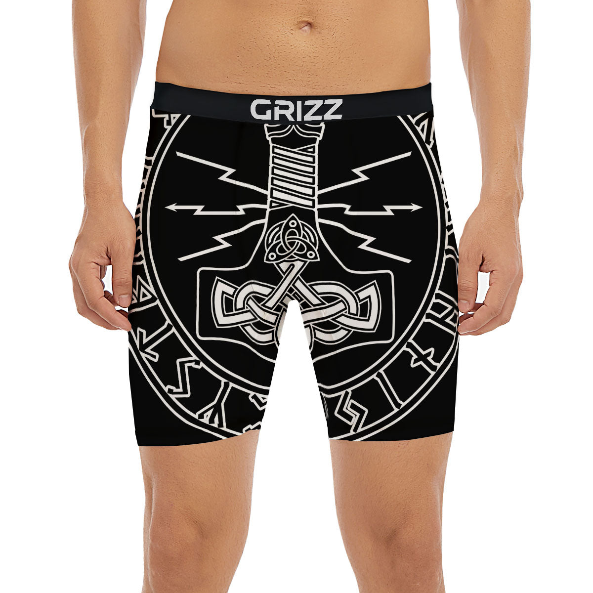 Younger Futhark And Mjolnir Print Boxer Briefs-grizzshop