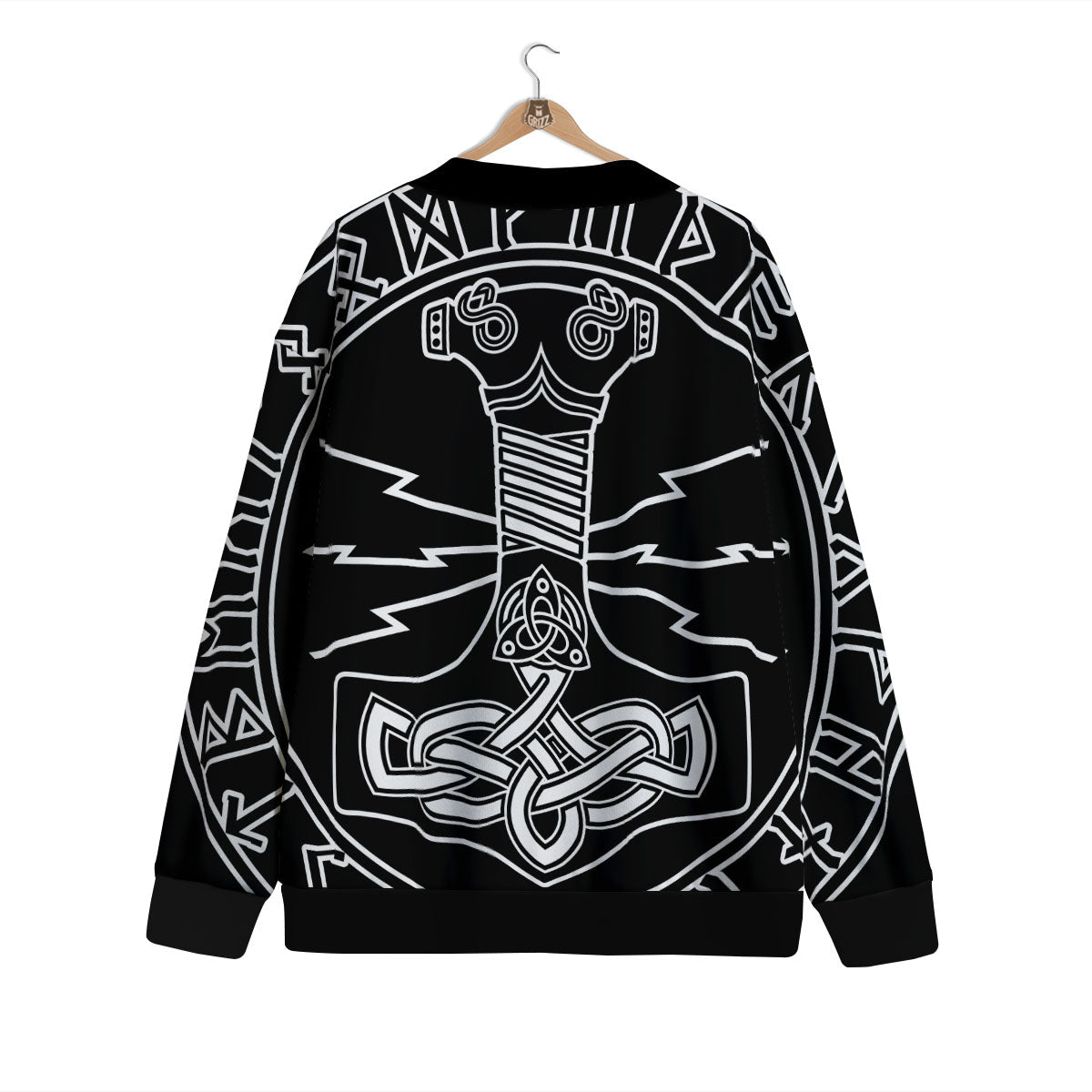 Younger Futhark And Mjolnir Print Cardigan-grizzshop