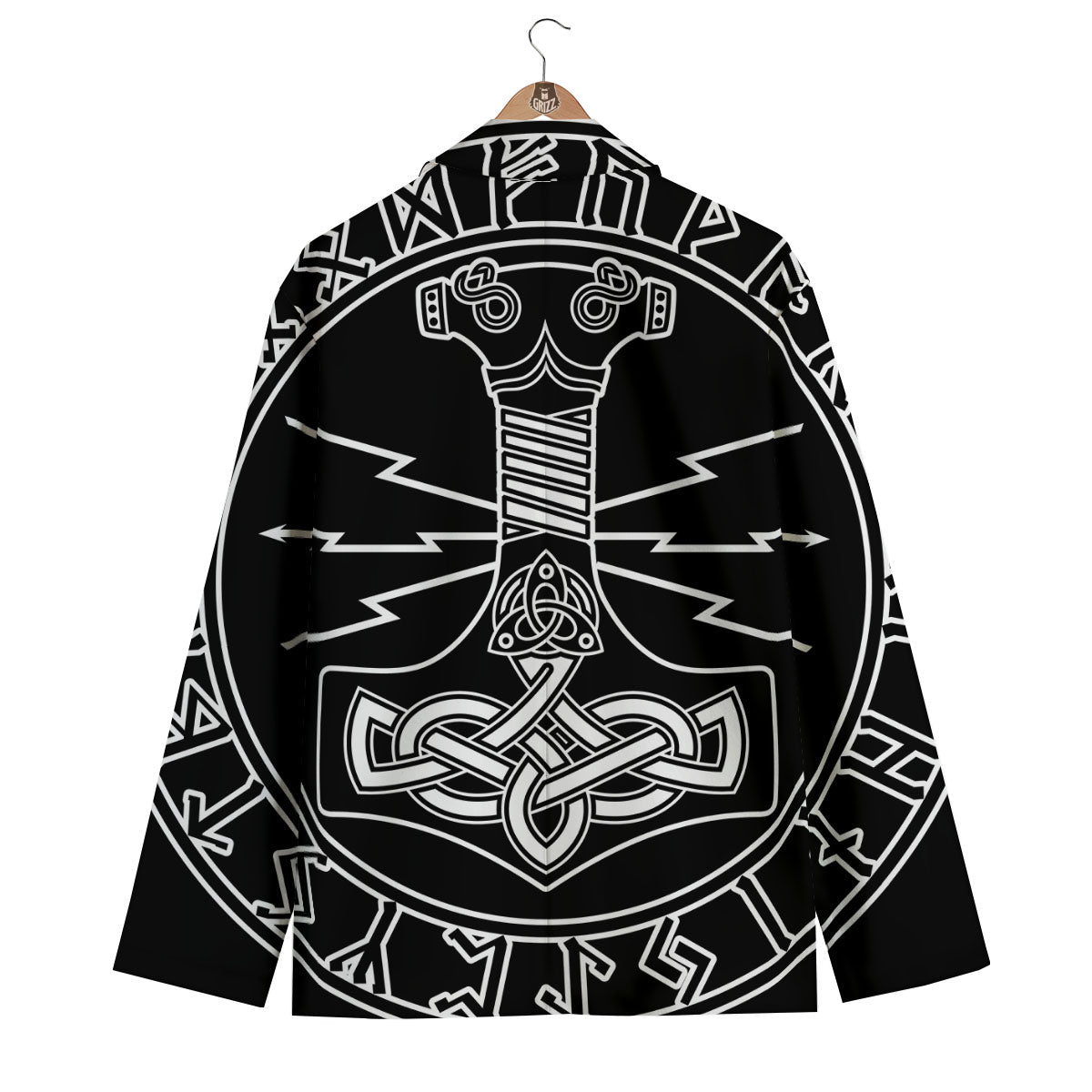 Younger Futhark And Mjolnir Print Men's Blazer-grizzshop