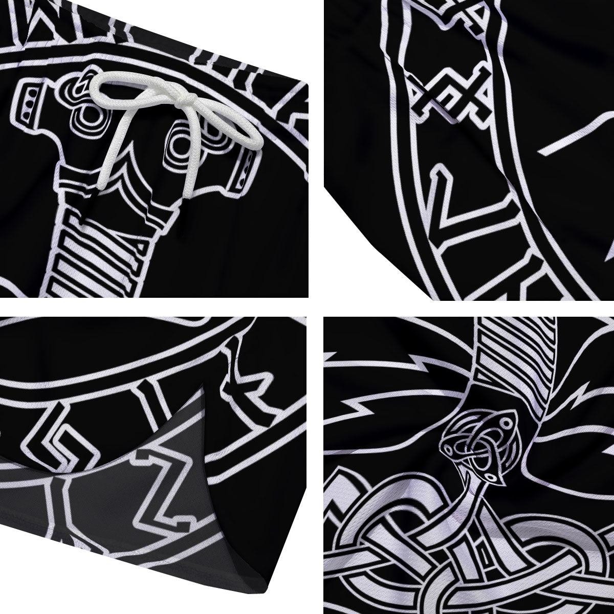 Younger Futhark And Mjolnir Print Men's Running Shorts-grizzshop